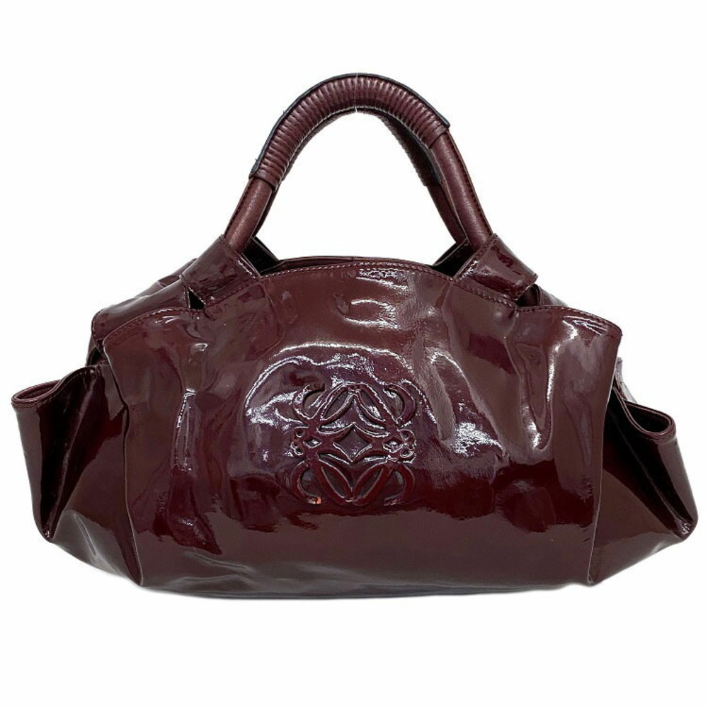 Loewe Nappa Aire Handbag Wine Red Anagram Enamel Patent Vernis Tote Bag